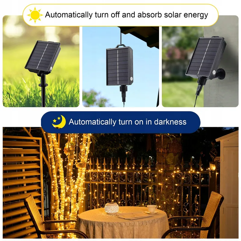 TACOBEY Solar Lichtsnoer 20M 200 LED USB Buitenverlichting — foto 3