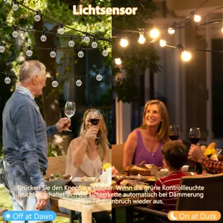 QIHANS LED Lichtsnoer Buiten 15M Lichtsensor Timer 27 G40 Lampen — miniatuur 3