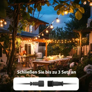 QIHANS LED Lichtsnoer Buiten 15M Lichtsensor Timer 27 G40 Lampen — miniatuur 6