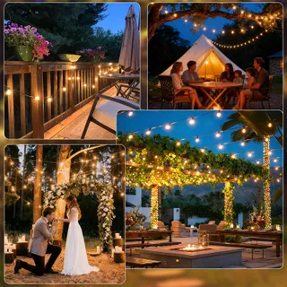 QIHANS LED Lichtsnoer Buiten 15M Lichtsensor Timer 27 G40 Lampen — miniatuur 7