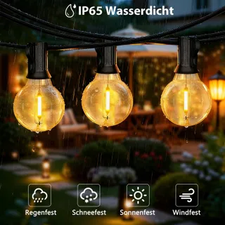 QIHANS LED Lichtsnoer Buiten 15M Lichtsensor Timer 27 G40 Lampen — miniatuur 9