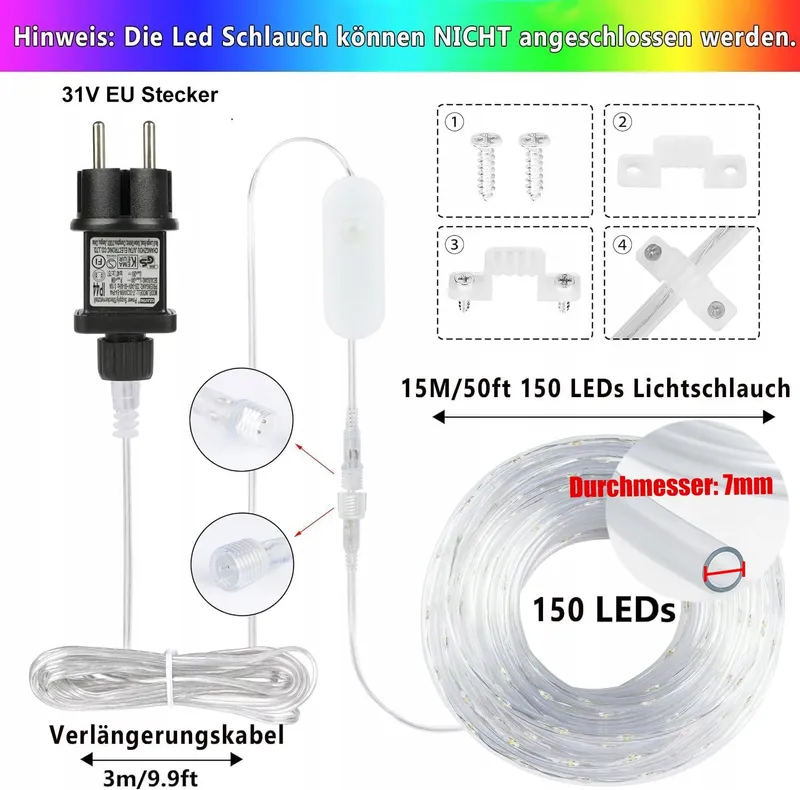 STARRYEVER LED Lichtslang 15M IP68 25 Kleuren Afstandsbediening — foto 5