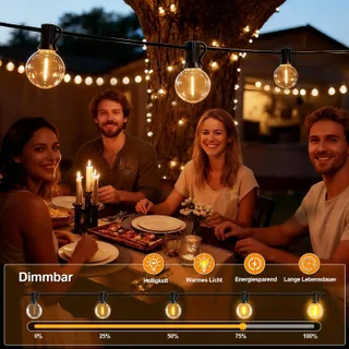 AODLEDY LED Lichtketting Buiten 30m Dimbaar Balkon Tuin Waterdicht — miniatuur 6