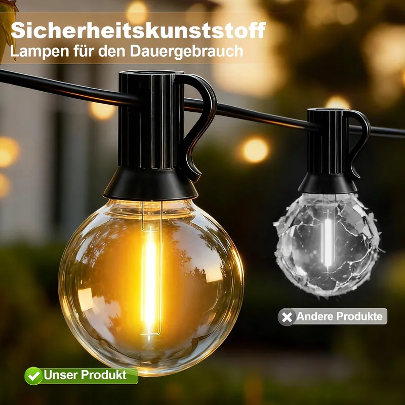 AODLEDY LED Lichtketting Buiten 30m Dimbaar Balkon Tuin Waterdicht — foto 3
