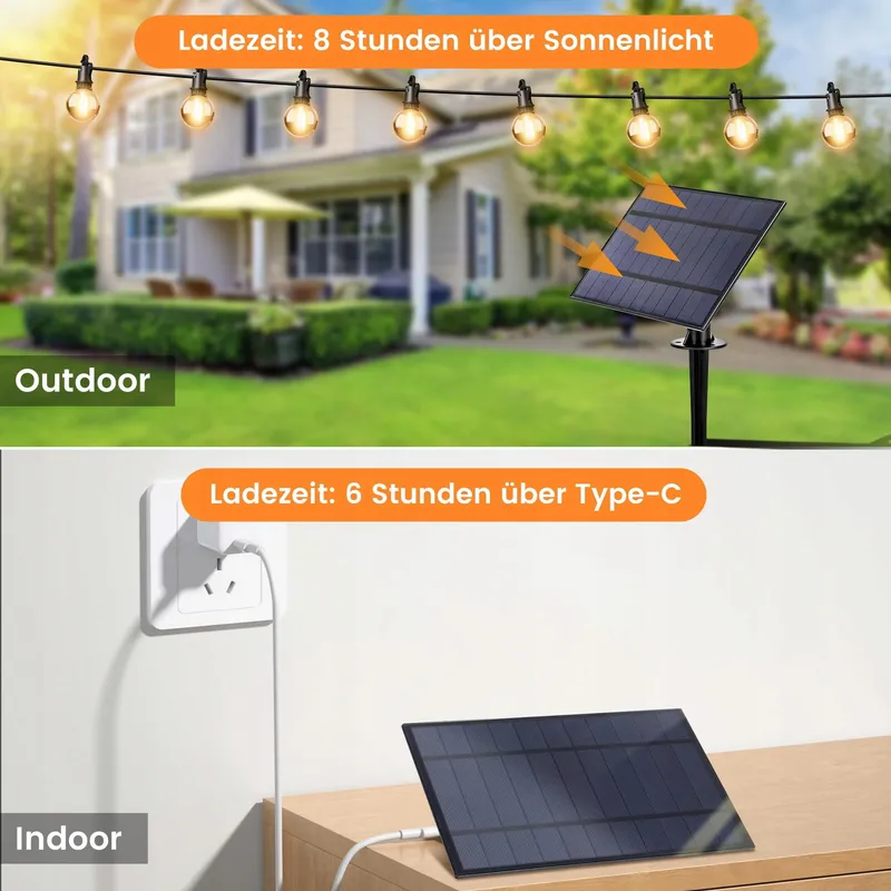 OHLUX Solar LED Lichtsnoer 18M 27 G40 IP65 Waterdicht Balkon Tuin — foto 4