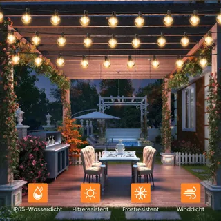 OHLUX Solar LED Lichtsnoer 18M 27 G40 IP65 Waterdicht Balkon Tuin — miniatuur 2