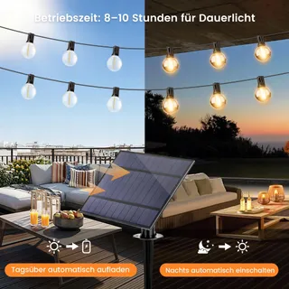 OHLUX Solar LED Lichtsnoer 18M 27 G40 IP65 Waterdicht Balkon Tuin — miniatuur 3