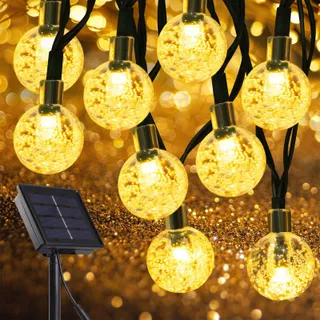 BIGQIN Solar Lichtsnoer 6,9M 50 LED IP65 8 Modi Warmwit — miniatuur 1