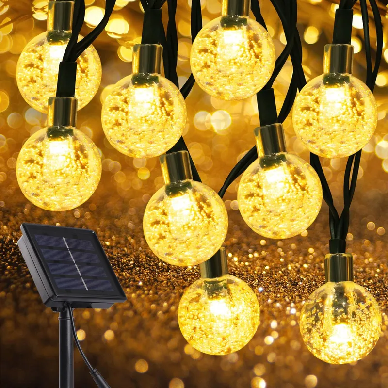 BIGQIN Solar Lichtsnoer 6,9M 50 LED IP65 8 Modi Warmwit — foto 1