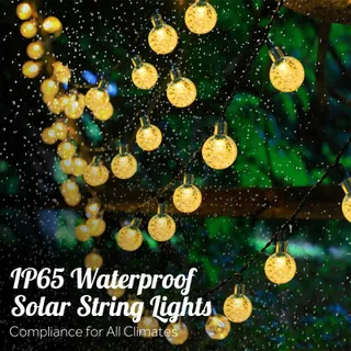 BIGQIN Solar Lichtsnoer 6,9M 50 LED IP65 8 Modi Warmwit — miniatuur 4