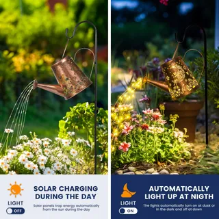 GIGALUMI Solar LED Gieter Tuinornament Waterdicht Terras — miniatuur 4