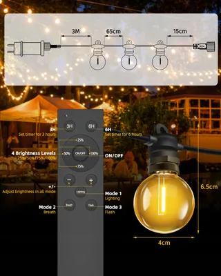 BOWFAR LED Lichtsnoer Buiten 15M G40 IP68 Dimbaar Balkon Tuin — miniatuur 7