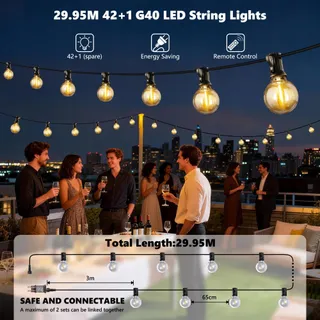 JOOMER LED Lichtsnoer 30M 42+1 G40 Gloeilampen Waterdicht Dimbaar — miniatuur 5