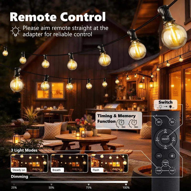 JOOMER LED Lichtsnoer 30M 42+1 G40 Gloeilampen Waterdicht Dimbaar — foto 2