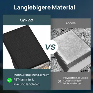 LINKIND Solar LED Lampen 800LM Lichtsensor 3000K IP65 4 Stuks — miniatuur 7