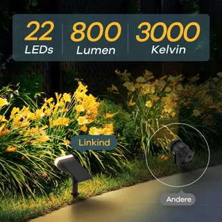 LINKIND Solar LED Lampen 800LM Lichtsensor 3000K IP65 4 Stuks — miniatuur 2