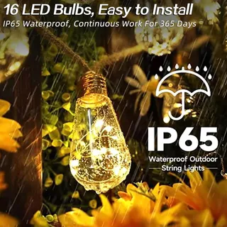 CNULENZT Solar Lichtketting Buiten 16 Lampen 8M IP65 Tuin Balkon — miniatuur 7