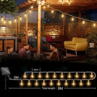 CNULENZT Solar Lichtketting Buiten 16 Lampen 8M IP65 Tuin Balkon — miniatuur 5