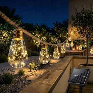 CNULENZT Solar Lichtketting Buiten 16 Lampen 8M IP65 Tuin Balkon — miniatuur 1