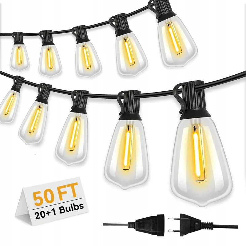 WWEIXUN LED Lichtsnoer 15M ST38 Vintage 21 Lampen IP44 Waterdicht — foto 1
