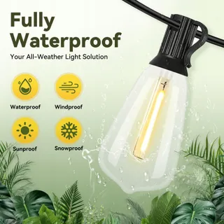 WWEIXUN LED Lichtsnoer 15M ST38 Vintage 21 Lampen IP44 Waterdicht — miniatuur 3