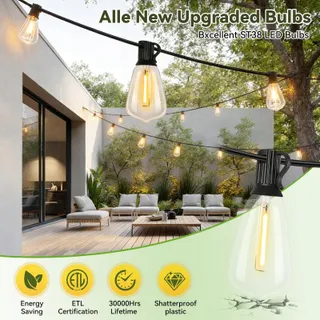 WWEIXUN LED Lichtsnoer 15M ST38 Vintage 21 Lampen IP44 Waterdicht — miniatuur 4