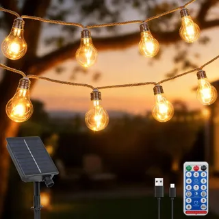 DBFAIRY Solar Lichtsnoer 10M 20 Lampen Weerbestendig Timer 8 Standen — miniatuur 1
