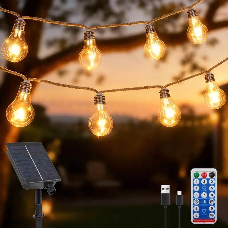 DBFAIRY Solar Lichtsnoer 10M 20 Lampen Weerbestendig Timer 8 Standen — foto 1