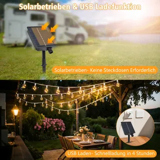 DBFAIRY Solar Lichtsnoer 10M 20 Lampen Weerbestendig Timer 8 Standen — miniatuur 3