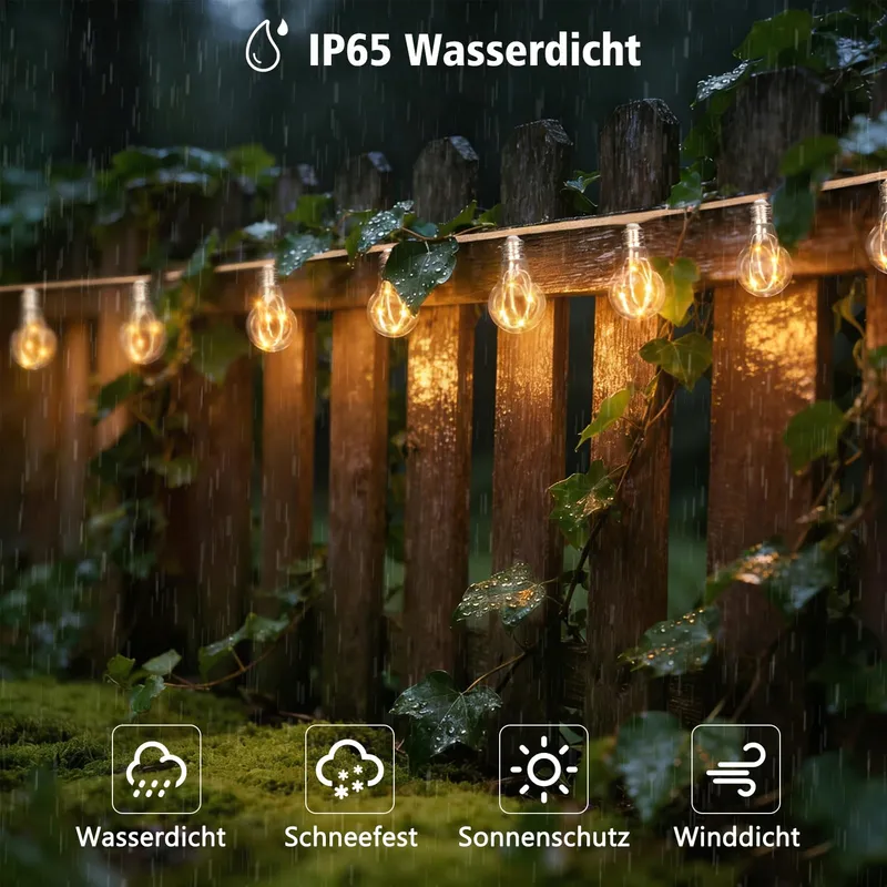 DBFAIRY Solar Lichtsnoer 10M 20 Lampen Weerbestendig Timer 8 Standen — foto 9