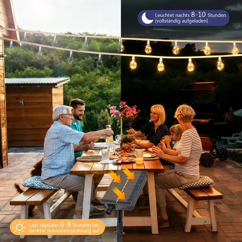 DBFAIRY Solar Lichtsnoer 10M 20 Lampen Weerbestendig Timer 8 Standen — foto 6