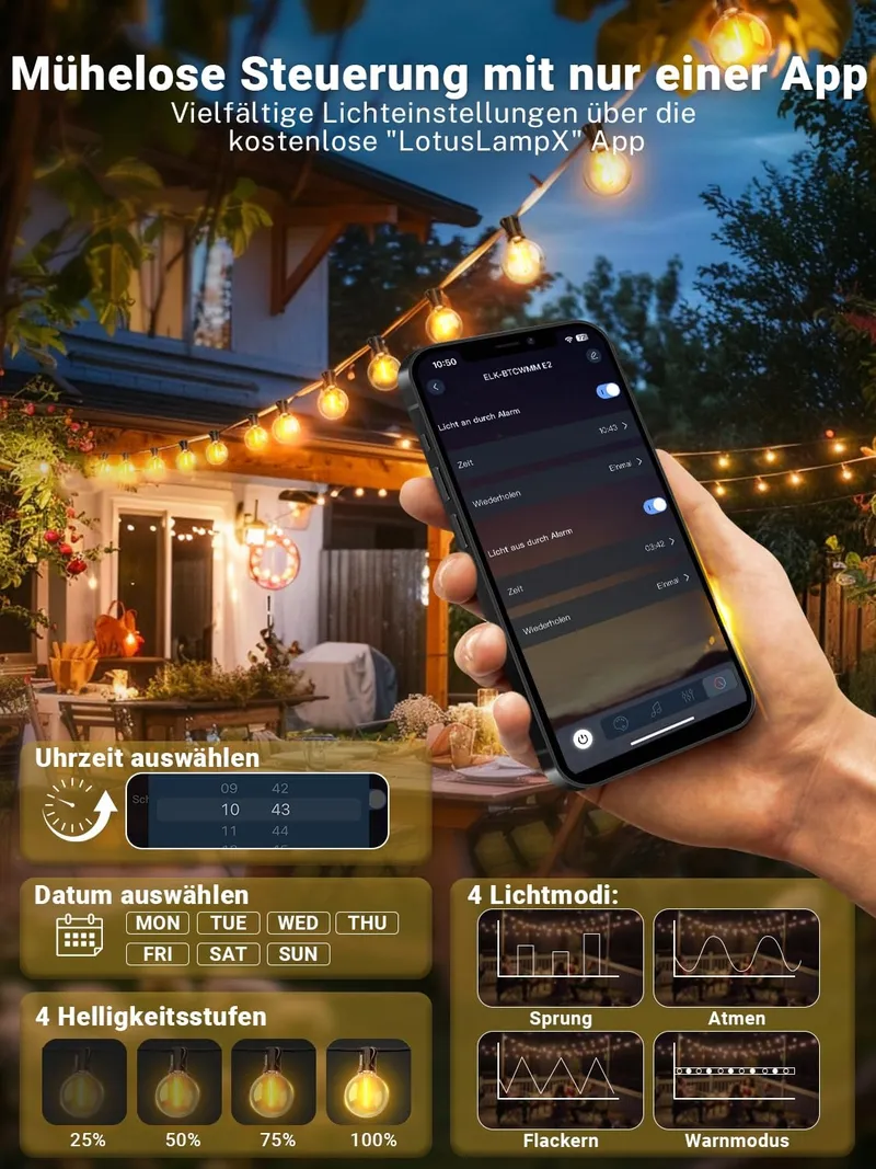 PHILIPS LED Lichtsnoer Buiten 30m App-bediening Muziek Timer — foto 2