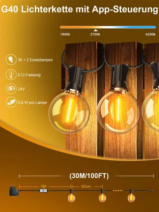 PHILIPS LED Lichtsnoer Buiten 30m App-bediening Muziek Timer — miniatuur 6