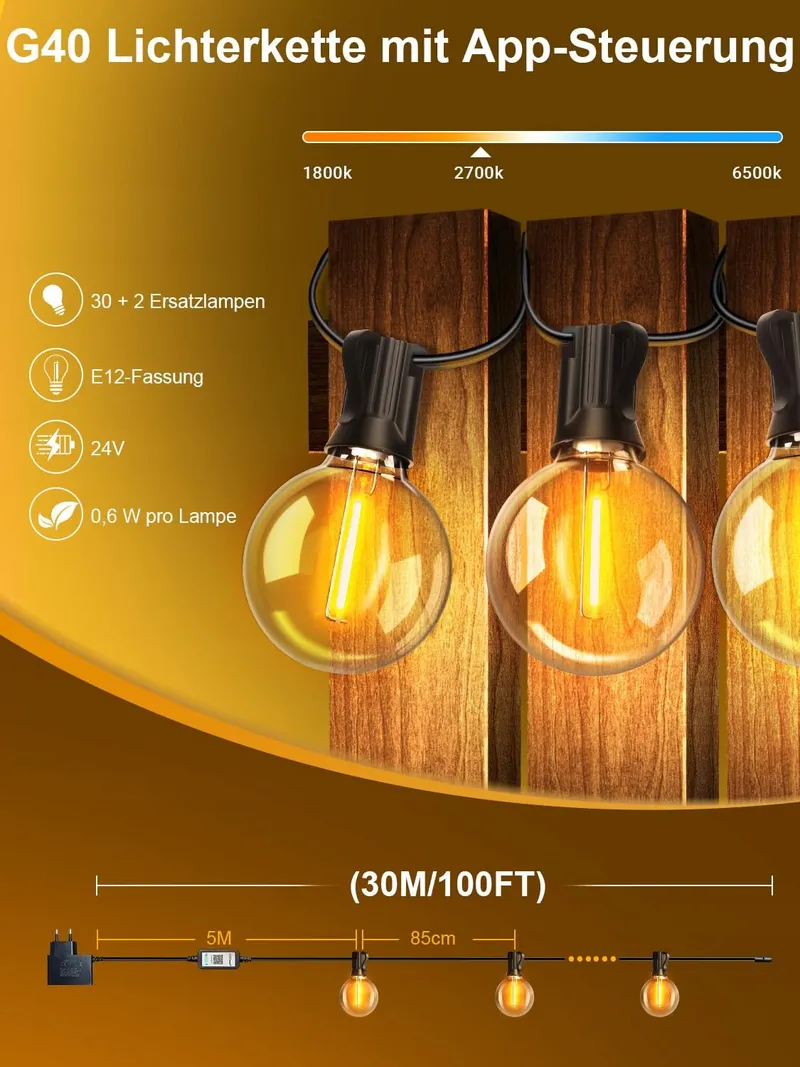PHILIPS LED Lichtsnoer Buiten 30m App-bediening Muziek Timer — foto 6