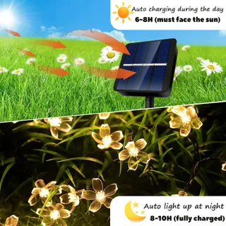 Solar Lichtsnoer Buiten 40 LED Waterdicht Tuin Balkon — miniatuur 3