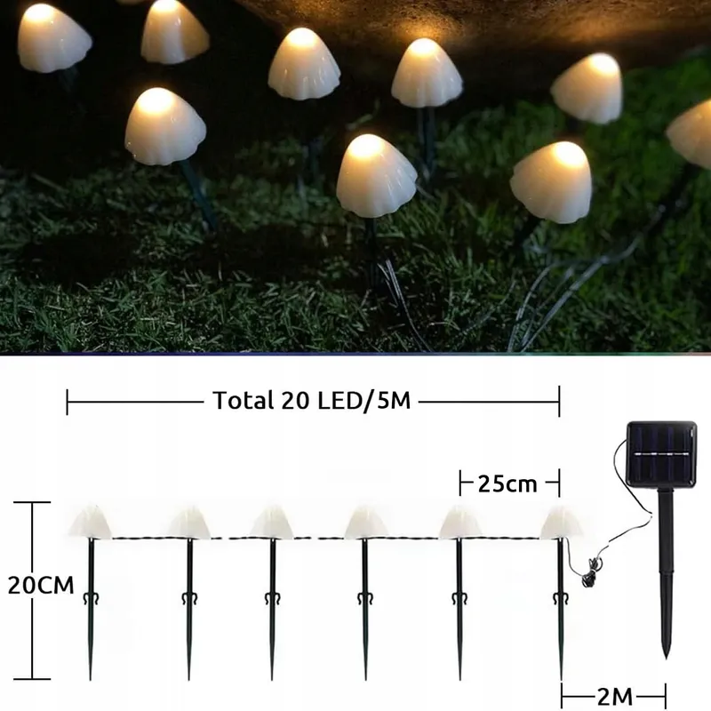 DEKOFUN Solar LED Tuinverlichting Paddenstoelen Buiten — foto 5