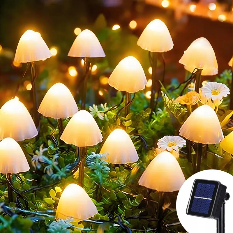 DEKOFUN Solar LED Tuinverlichting Paddenstoelen Buiten — foto 1