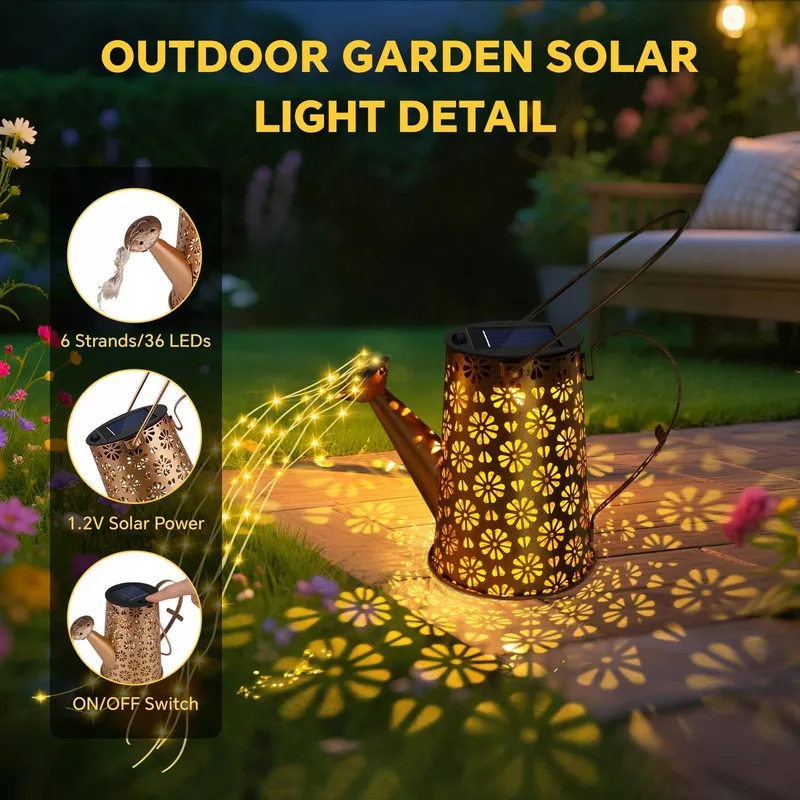 LED Solar Gieterlampen Buiten Waterdicht Lichtketting Vintage — foto 5