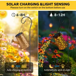 LED Solar Gieterlampen Buiten Waterdicht Lichtketting Vintage — miniatuur 3