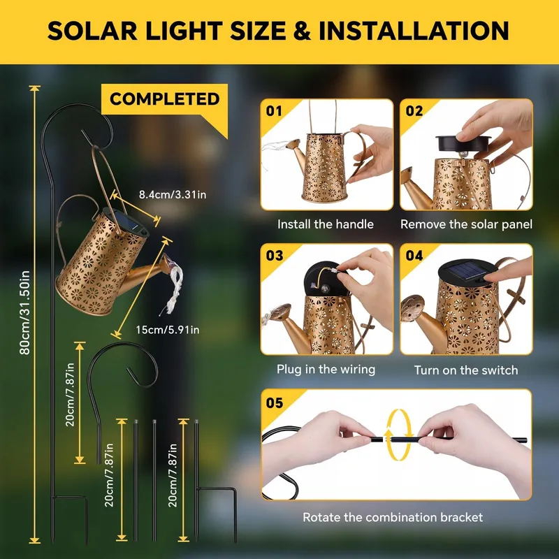 LED Solar Gieterlampen Buiten Waterdicht Lichtketting Vintage — foto 2