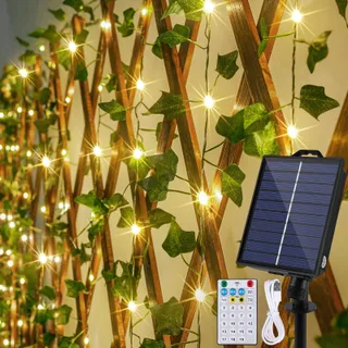 STARRYEVER LED Klimop Lichtketting 20M 200 LED Solar USB Tuin — miniatuur 1