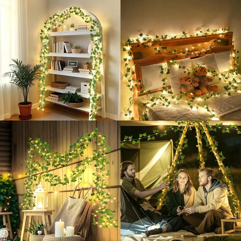 STARRYEVER LED Klimop Lichtketting 20M 200 LED Solar USB Tuin — foto 5