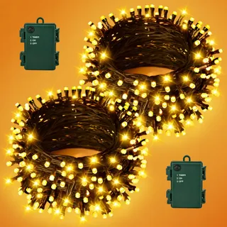 GCSTNN LED Lichtsnoer 10M 100LED Warmwit Batterij IP65 Tuin — miniatuur 1