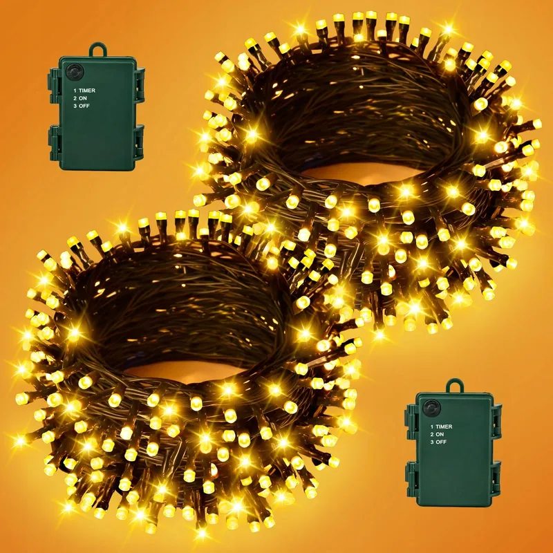 GCSTNN LED Lichtsnoer 10M 100LED Warmwit Batterij IP65 Tuin — foto 1