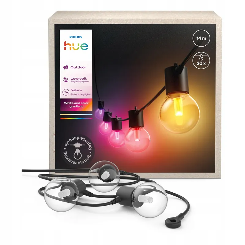 PHILIPS Hue Festavia Buitenlamp LED 14M 20 Bollen RGBW Hue App — foto 1