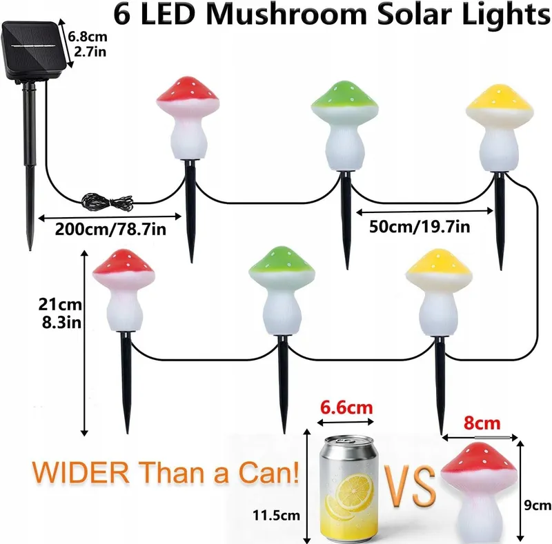 COZYMEOW Solar LED Paddenstoelen 6 Stuks Tuin Terras Balkon — foto 3