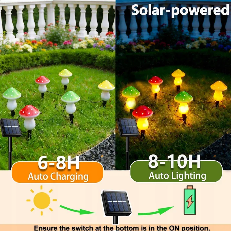 COZYMEOW Solar LED Paddenstoelen 6 Stuks Tuin Terras Balkon — foto 5