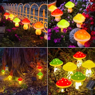 COZYMEOW Solar LED Paddenstoelen 6 Stuks Tuin Terras Balkon — miniatuur 7
