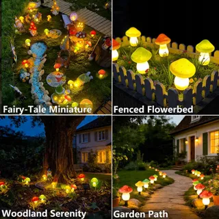 COZYMEOW Solar LED Paddenstoelen 6 Stuks Tuin Terras Balkon — miniatuur 2