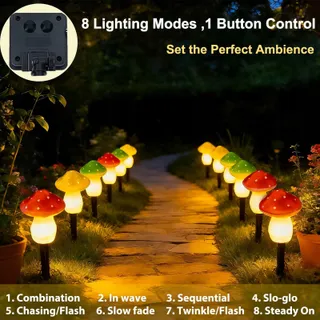 COZYMEOW Solar LED Paddenstoelen 6 Stuks Tuin Terras Balkon — miniatuur 4
